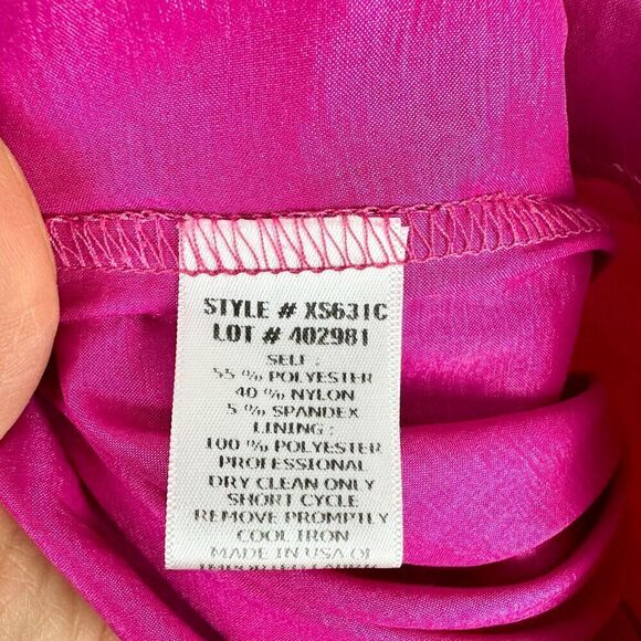 Cache Vintage 90s Y2K Satin One Shoulder Bow Detail Cocktail Dress Size 8 Pink - Picture 11 of 11